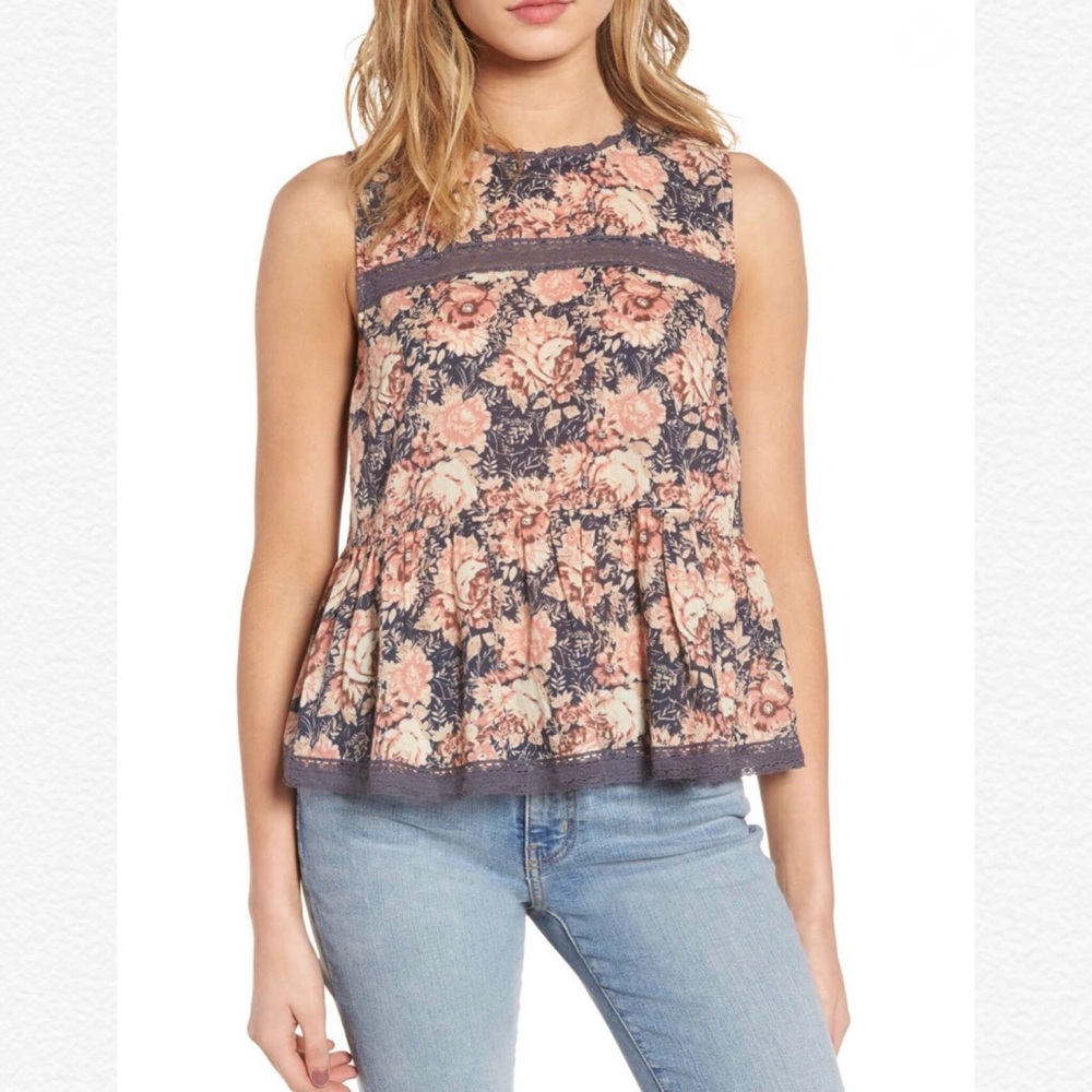 NWT Current/Elliott The Peplum Lace Tank